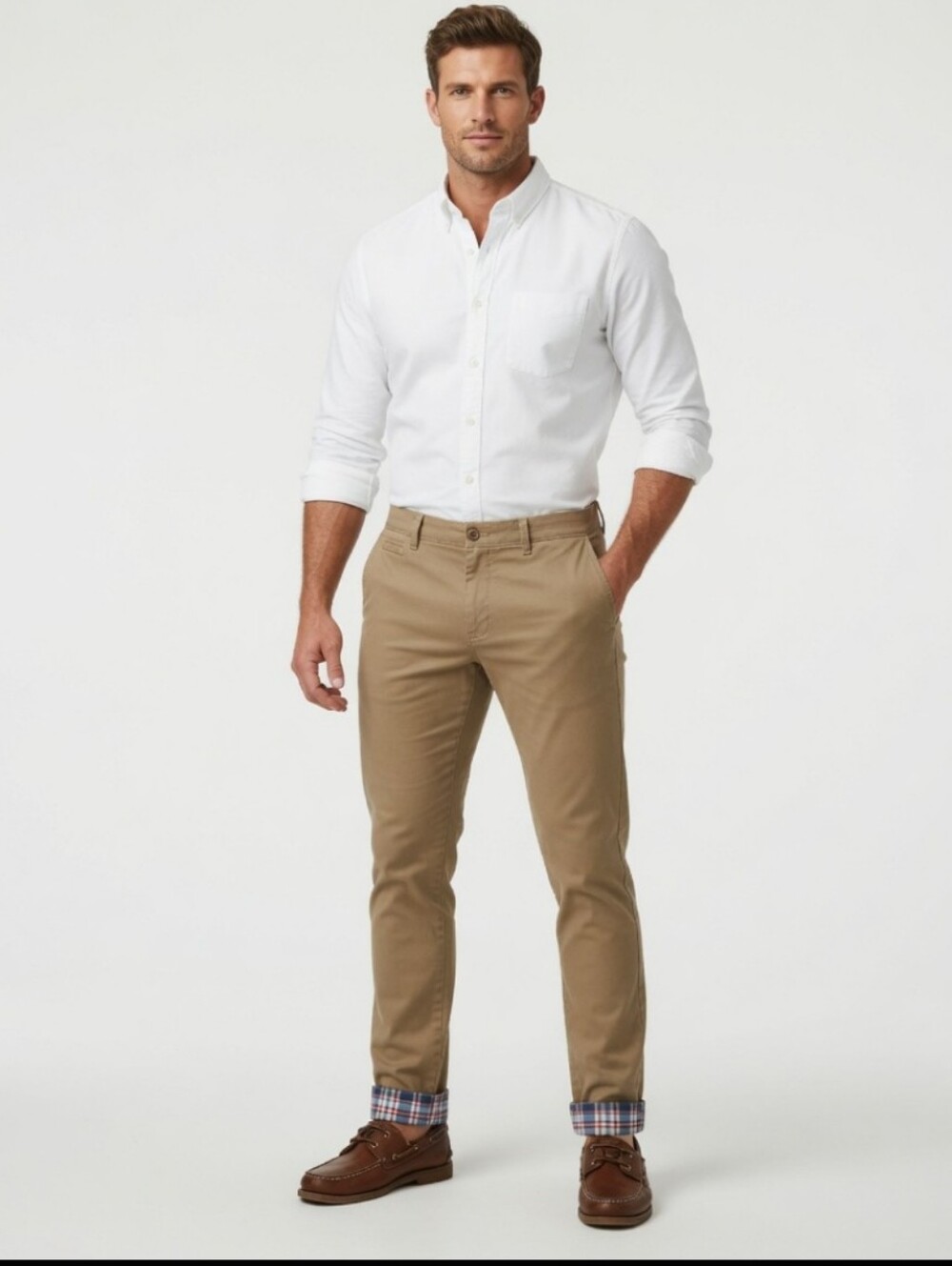 J. Crew Men's Tan Chino Flex Flannel Lined Pants - Classic Fit (Size:W:34/L:32)
